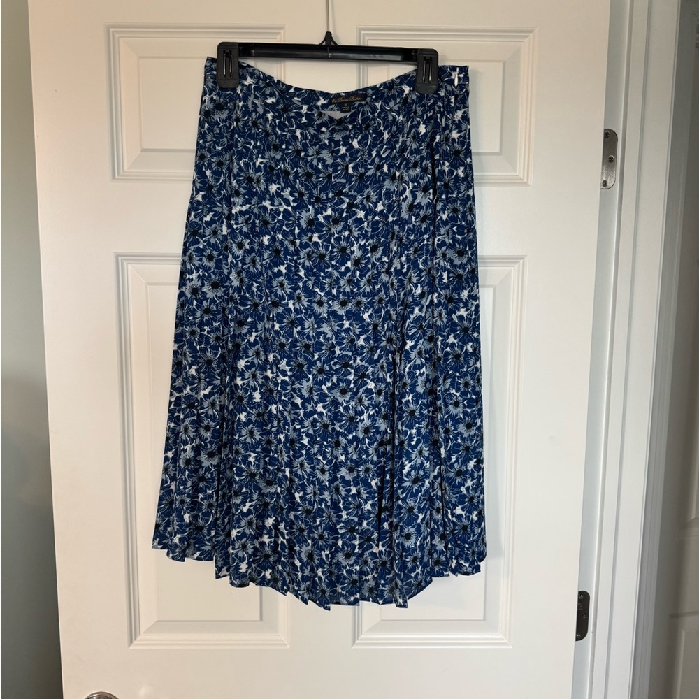 Brooks Brothers Blue Floral A-Line Skirt 10